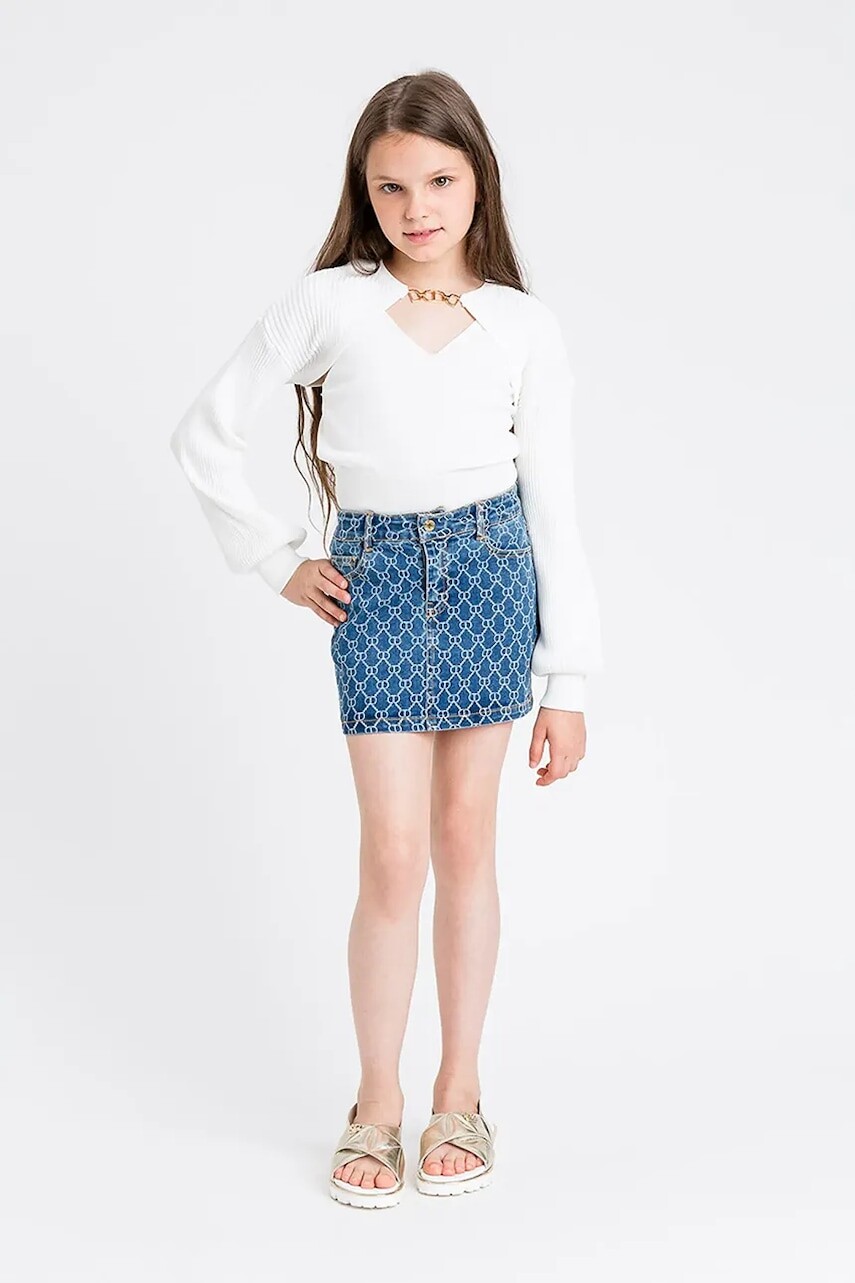 Dievčenská rifľová sukňa Twinset mini, rovný strih, 251GJ2511