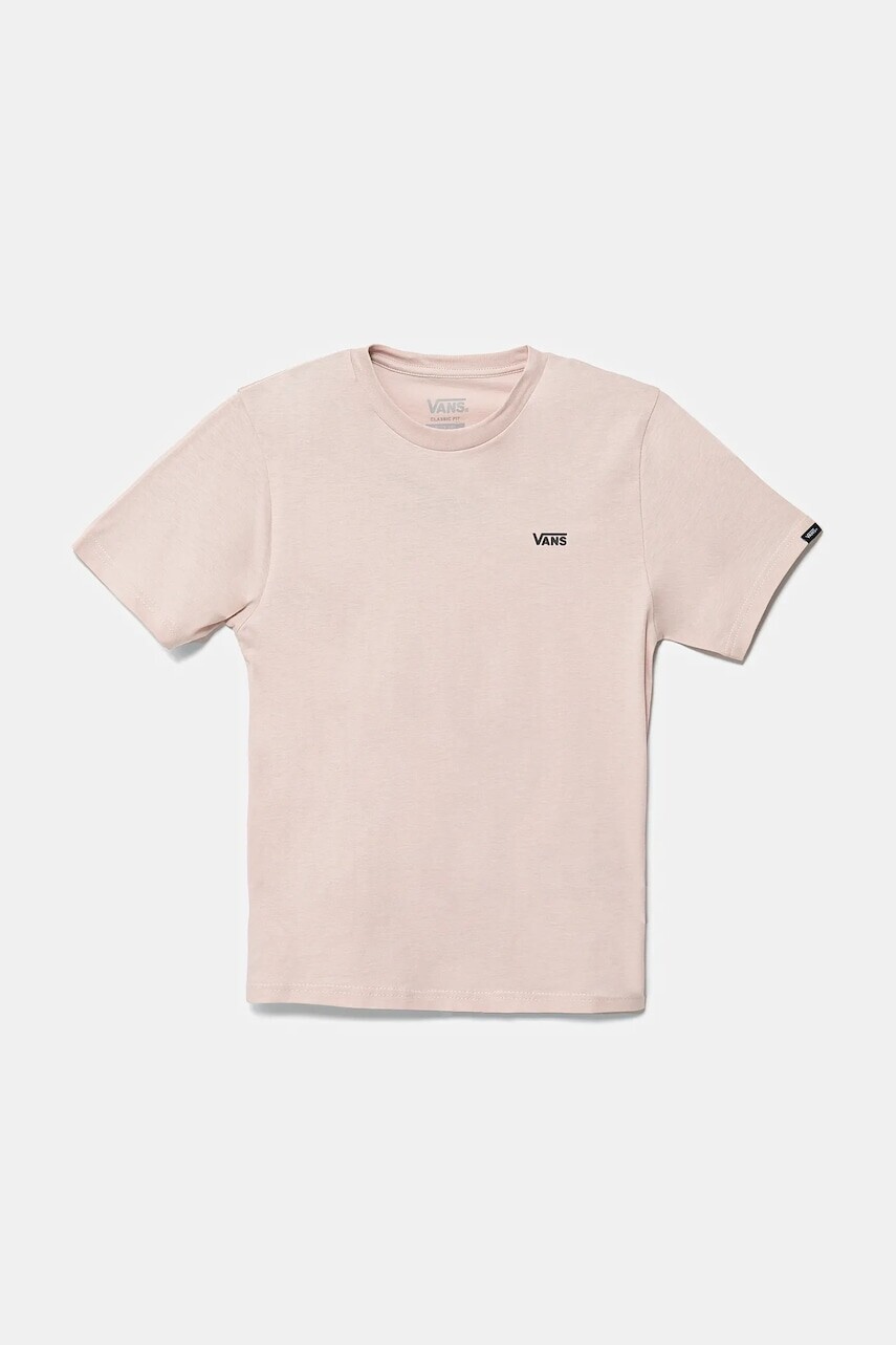 Bavlnené tričko Vans LEFT CHEST TEE ružová farba, s potlačou, VN0A4MQ3O3N1