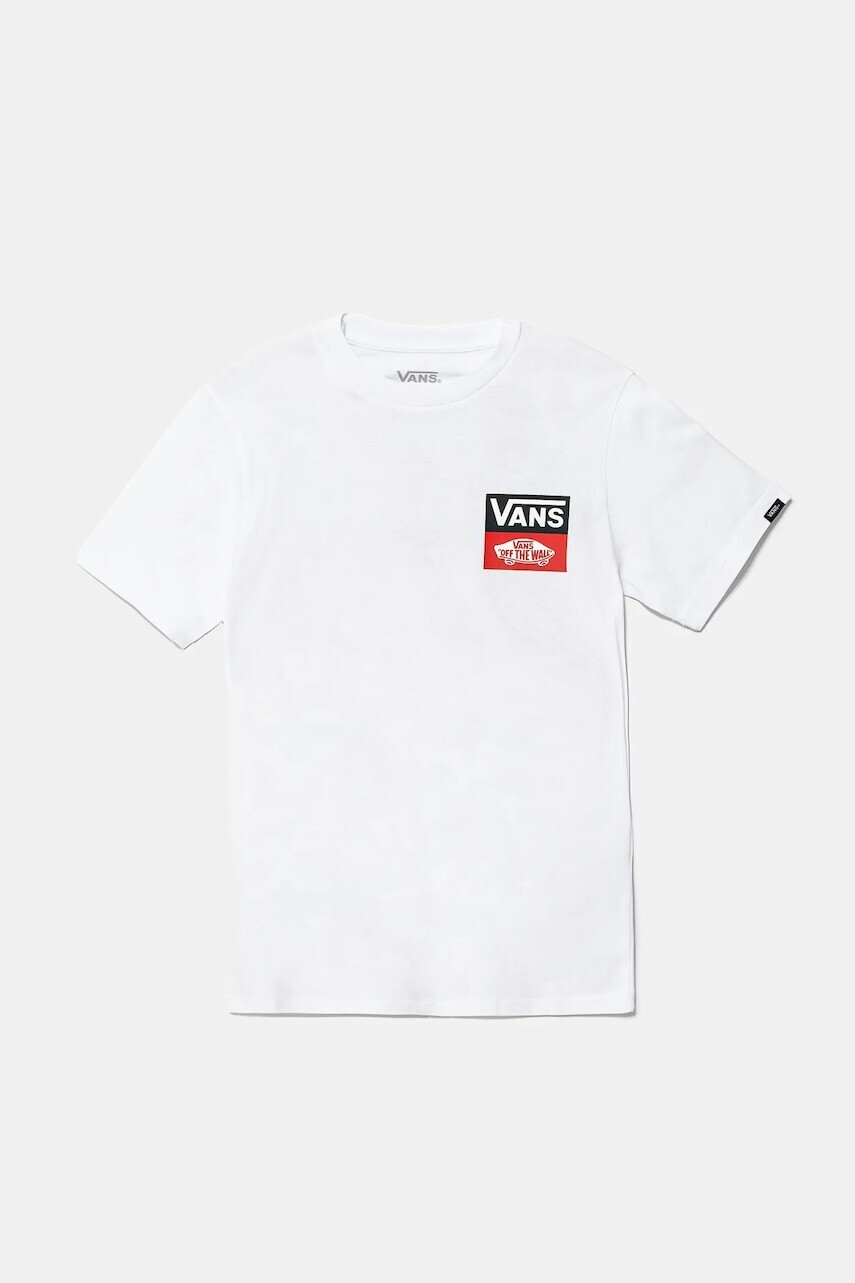 Detské bavlnené tričko Vans OG LOGO biela farba, s potlačou, VN000GDGWHT1