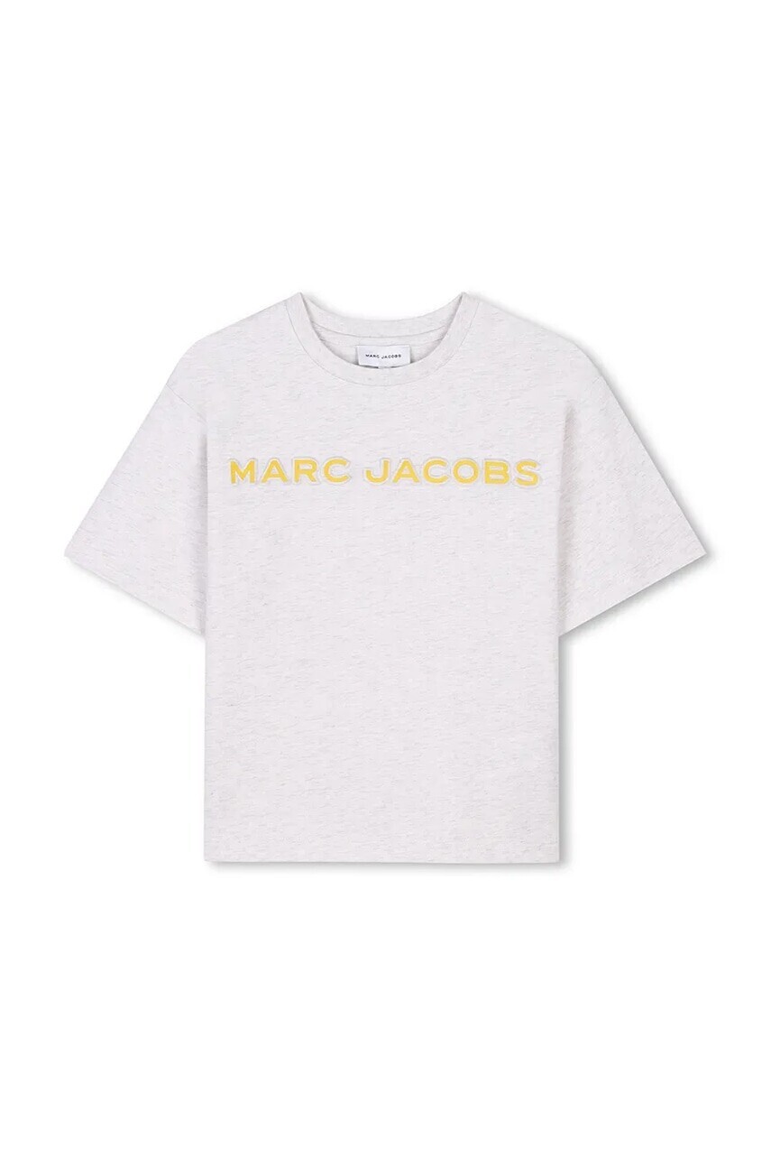 Detské bavlnené tričko Marc Jacobs šedá farba, s potlačou, W60457