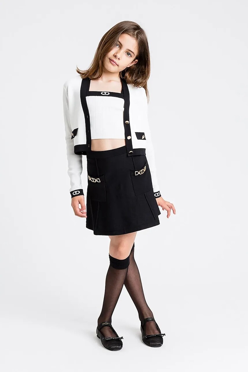 Dievčenská sukňa Twinset čierna farba, mini, áčkový strih, 251GJ3QW3