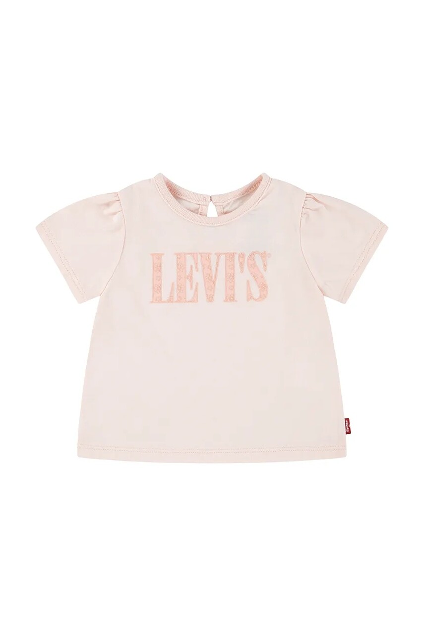 Tričko pre bábätko Levi's SS SMOCKED SLV TEE ružová farba, 1EM183