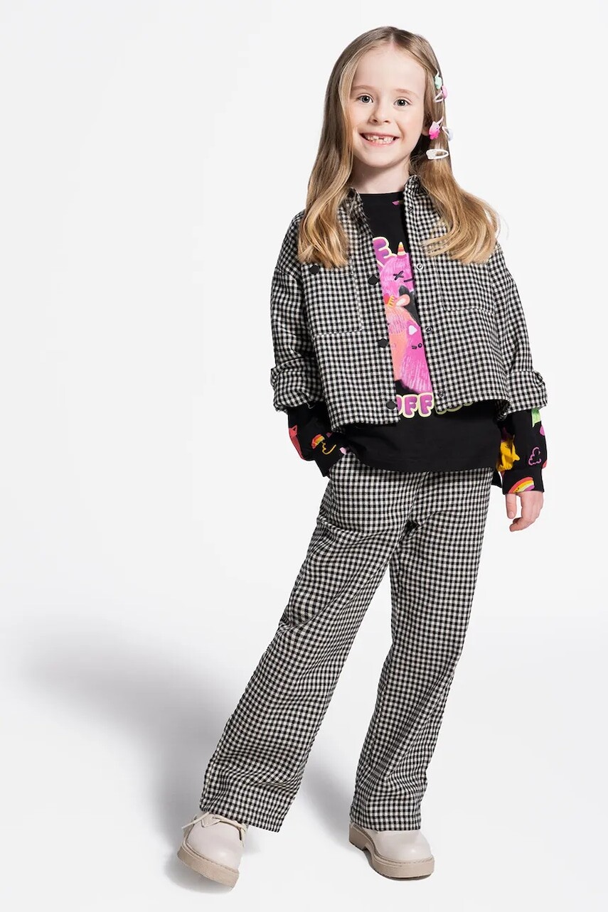 Detské nohavice Coccodrillo čierna farba, vzorované, REBEL GIRL KIDS
