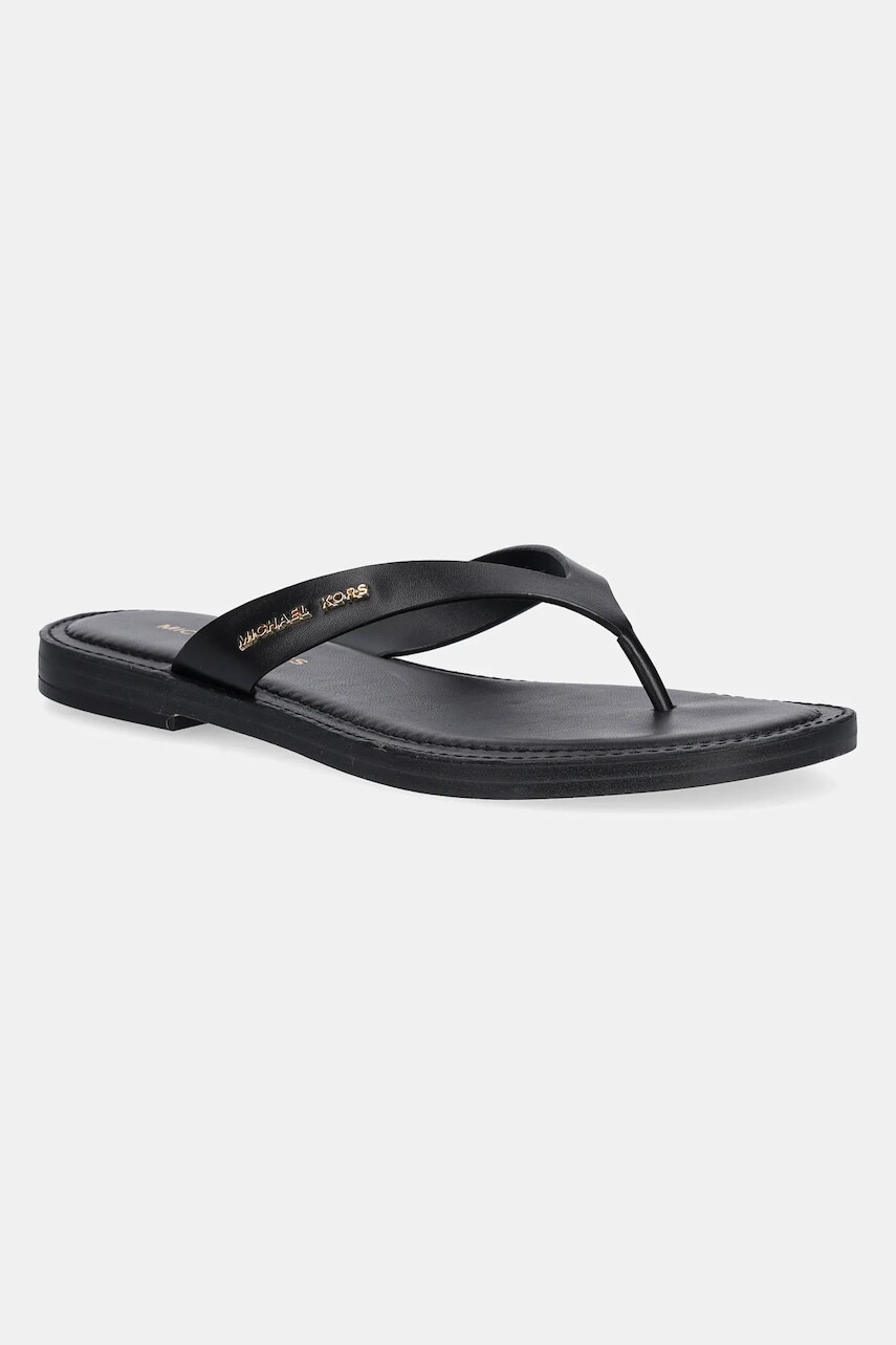 Kožené žabky MICHAEL Michael Kors Koko dámske, čierna farba, na plochom podpätku, 40S5KOFA1L.001