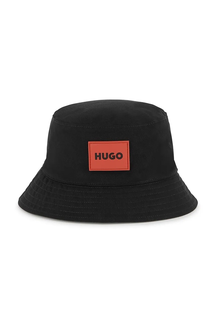 Bavlnená obojstranná detská čiapka HUGO čierna farba biela, bavlnený, G00309