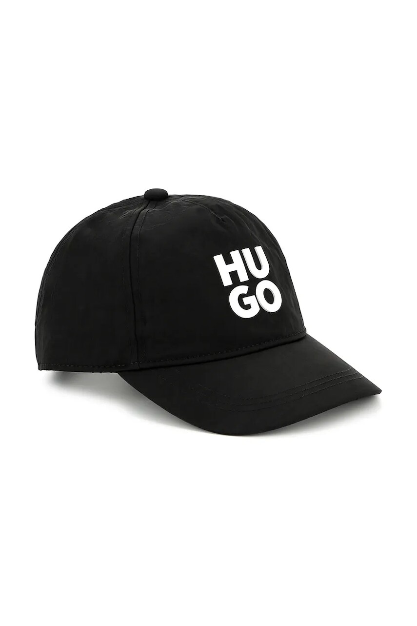 Detská baseballová čiapka HUGO čierna farba, s potlačou, G00426