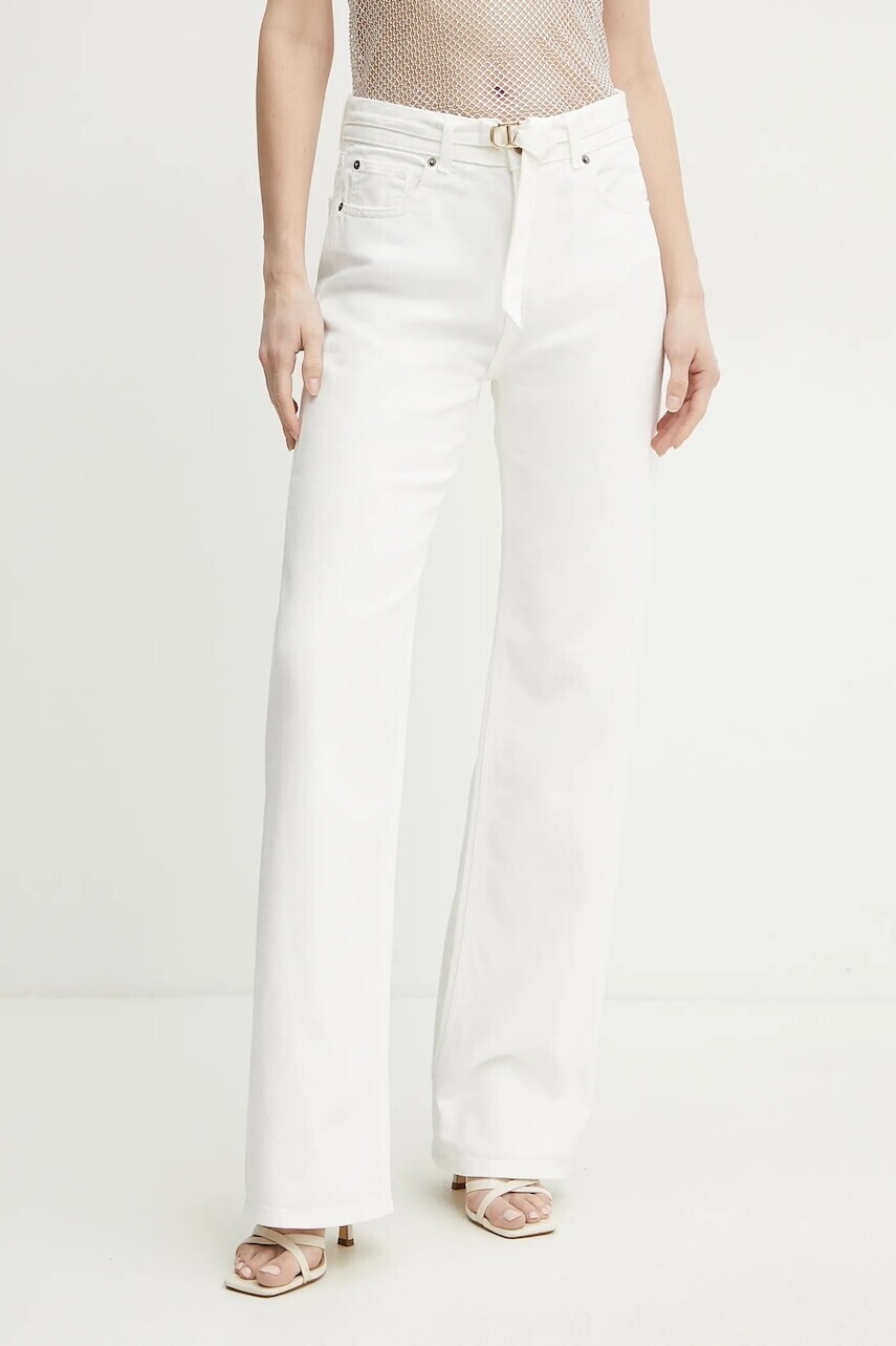 Bavlnené rifle Twinset dámske, vysoký pás, 251TT2210