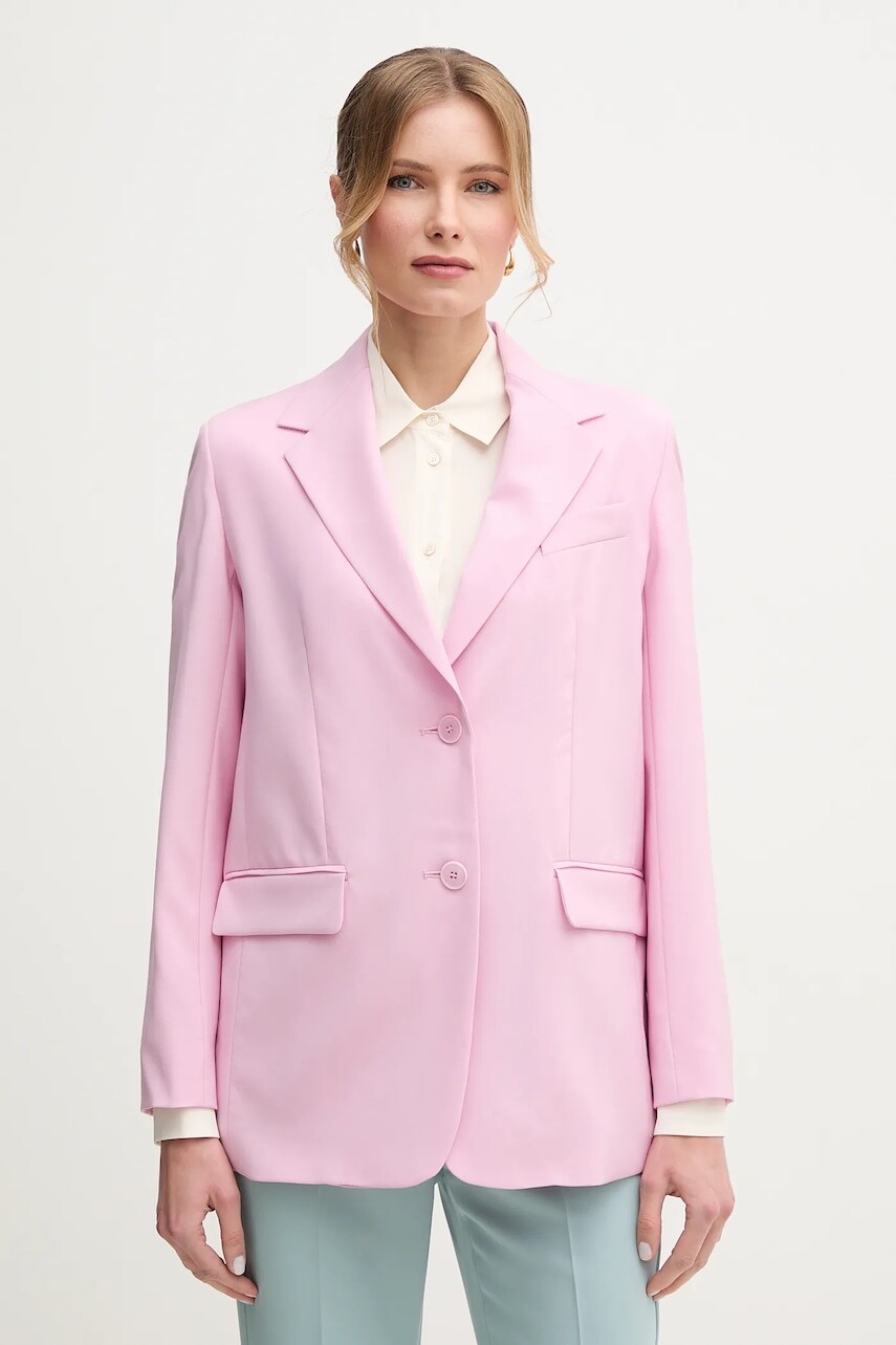 Vlnené sako Weekend Max Mara fialová farba, jednoradové, jednofarebné, 2515041091600