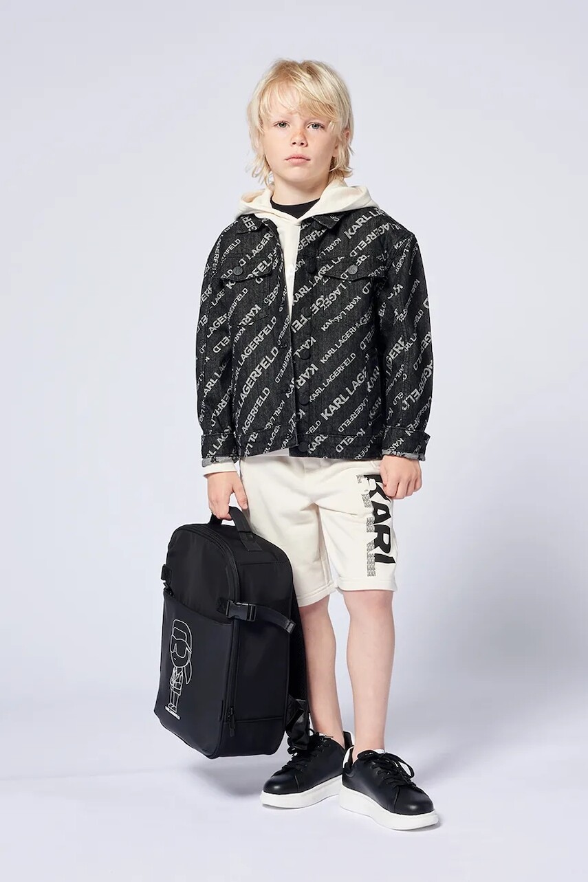 Detská bavlnená bunda Karl Lagerfeld čierna farba, Z30426