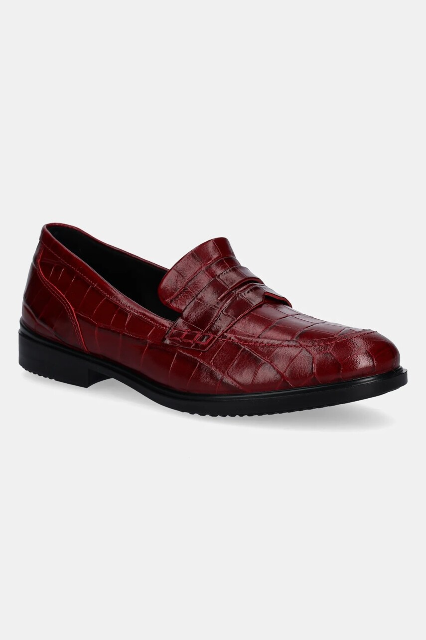 Kožené mokasíny Ecco Dress dámske, červená farba, na plochom podpätku, 209803-01065