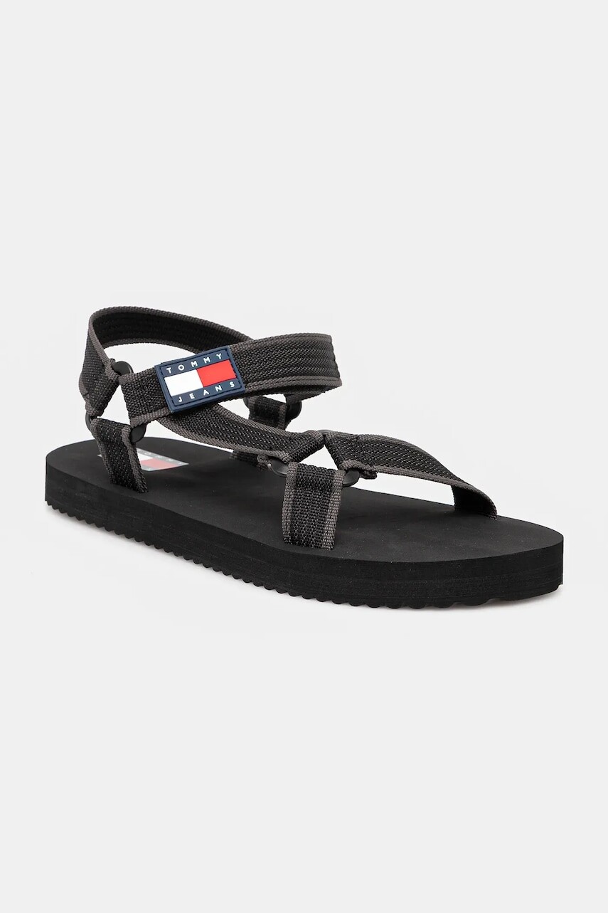 Sandále Tommy Jeans CASUAL SANDAL pánske, šedá farba, EM0EM01563