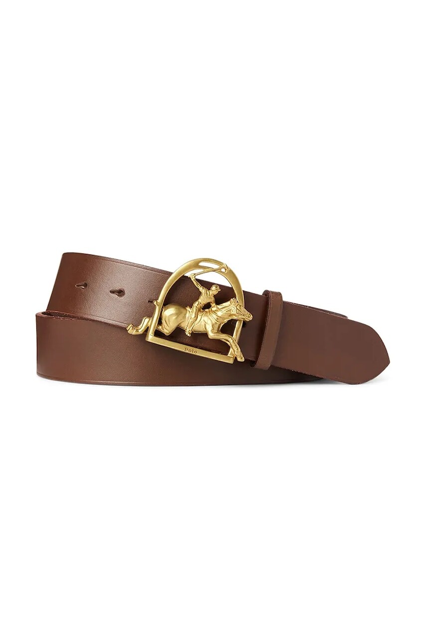 Kožený opasok Polo Ralph Lauren pánsky, hnedá farba, 405845428