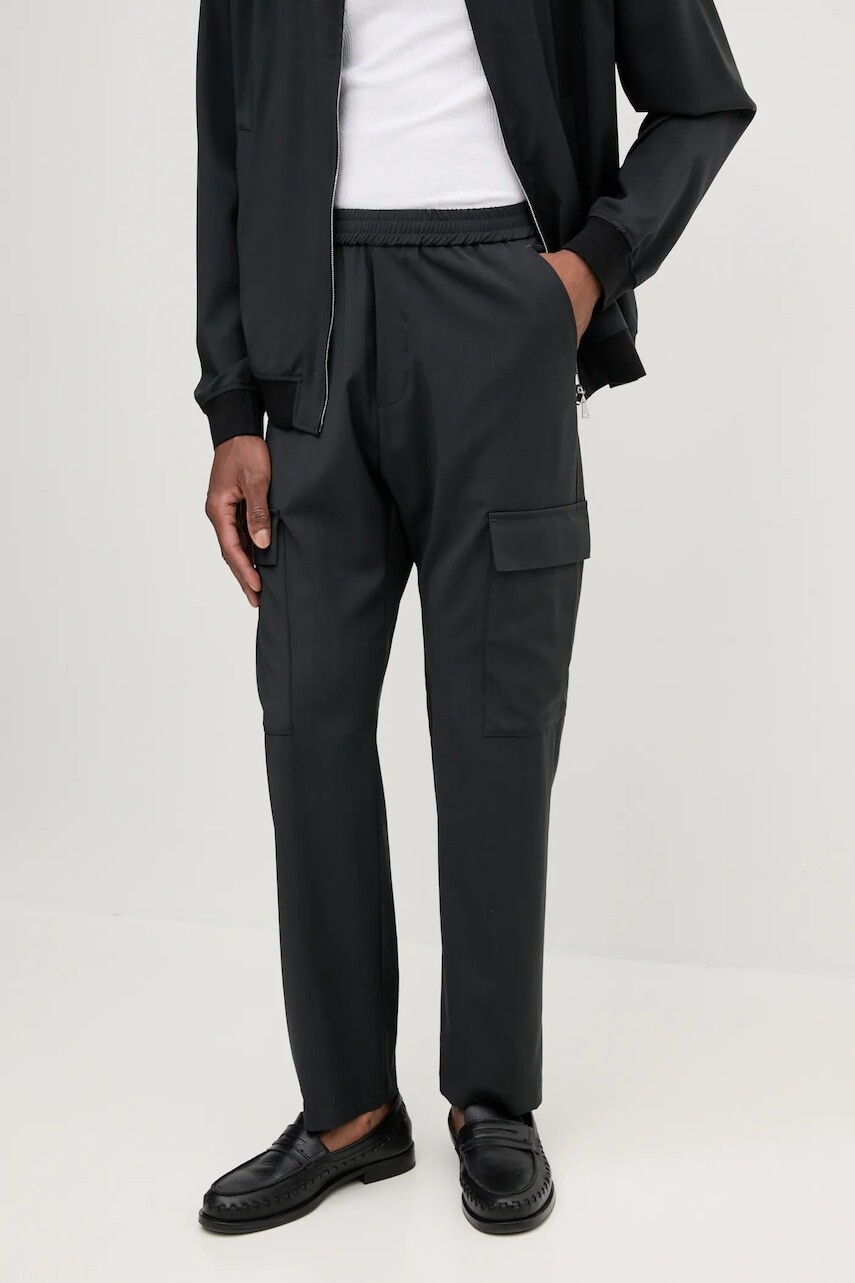 Vlnené nohavice BARENA VENEZIA Camicia Mola pánske, čierna farba, strih chinos, PAU5092.478