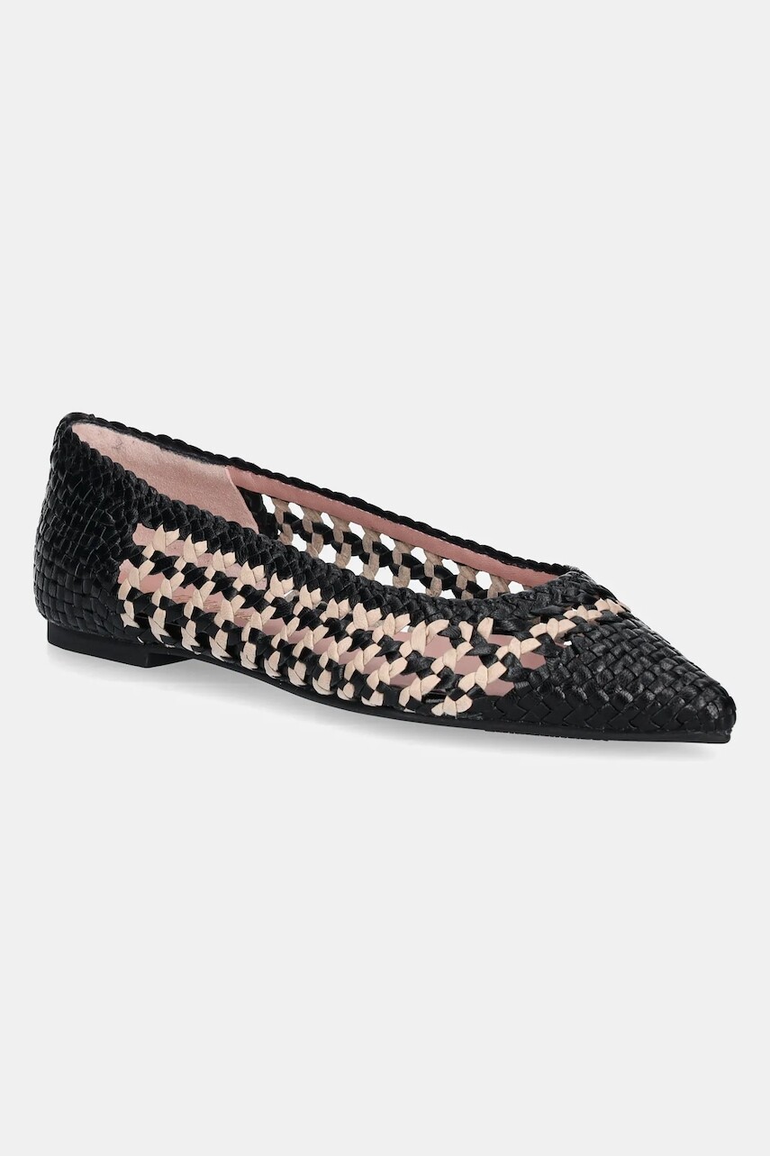 Kožené balerínky Pretty Ballerinas Ella čierna farba, 52087_A