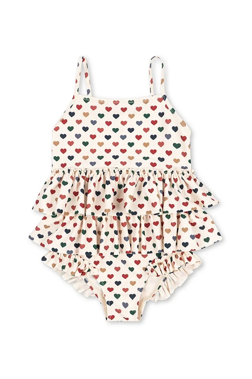 Jednodielne detské plavky Konges Sløjd MANUCA FRILL SWIMSUIT GRS béžová farba, KS102513