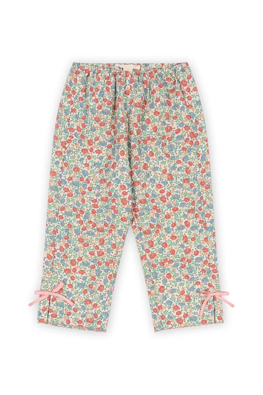 Detské nohavice Konges Sløjd ELIN SLIT PANTS GOTS tyrkysová farba, vzorované, KS102433