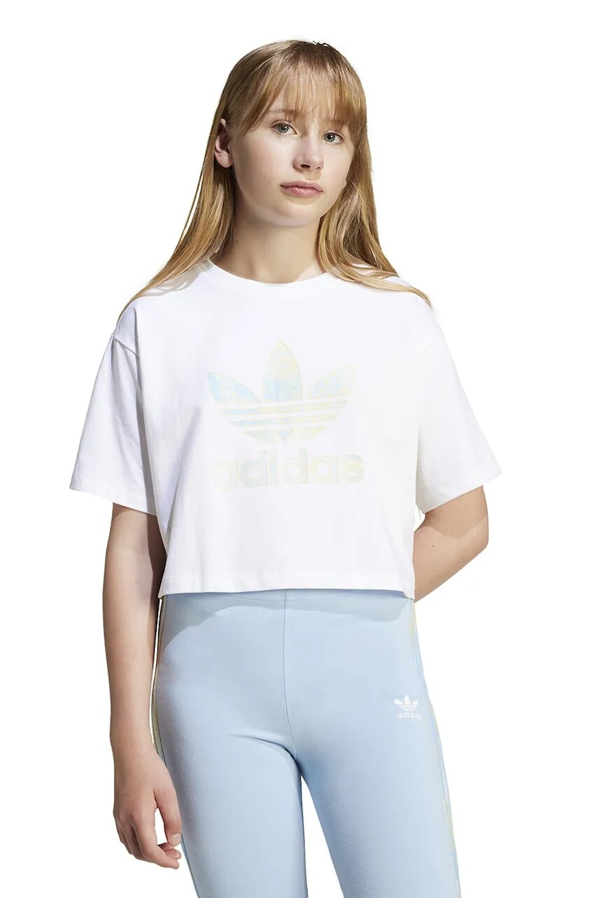 Detské bavlnené tričko adidas Originals biela farba, JD2947