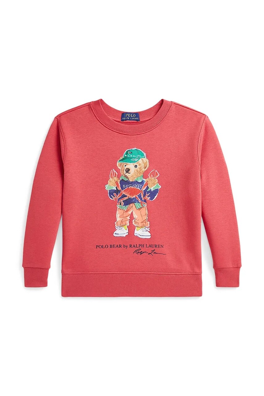 Detská mikina Polo Ralph Lauren červená farba, s potlačou, 322973123001