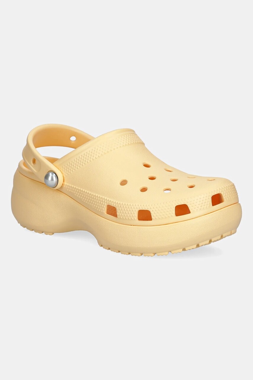 Šľapky Crocs Classic Platform Pearl Clog dámske, oranžová farba, na platforme, 211231-78Z
