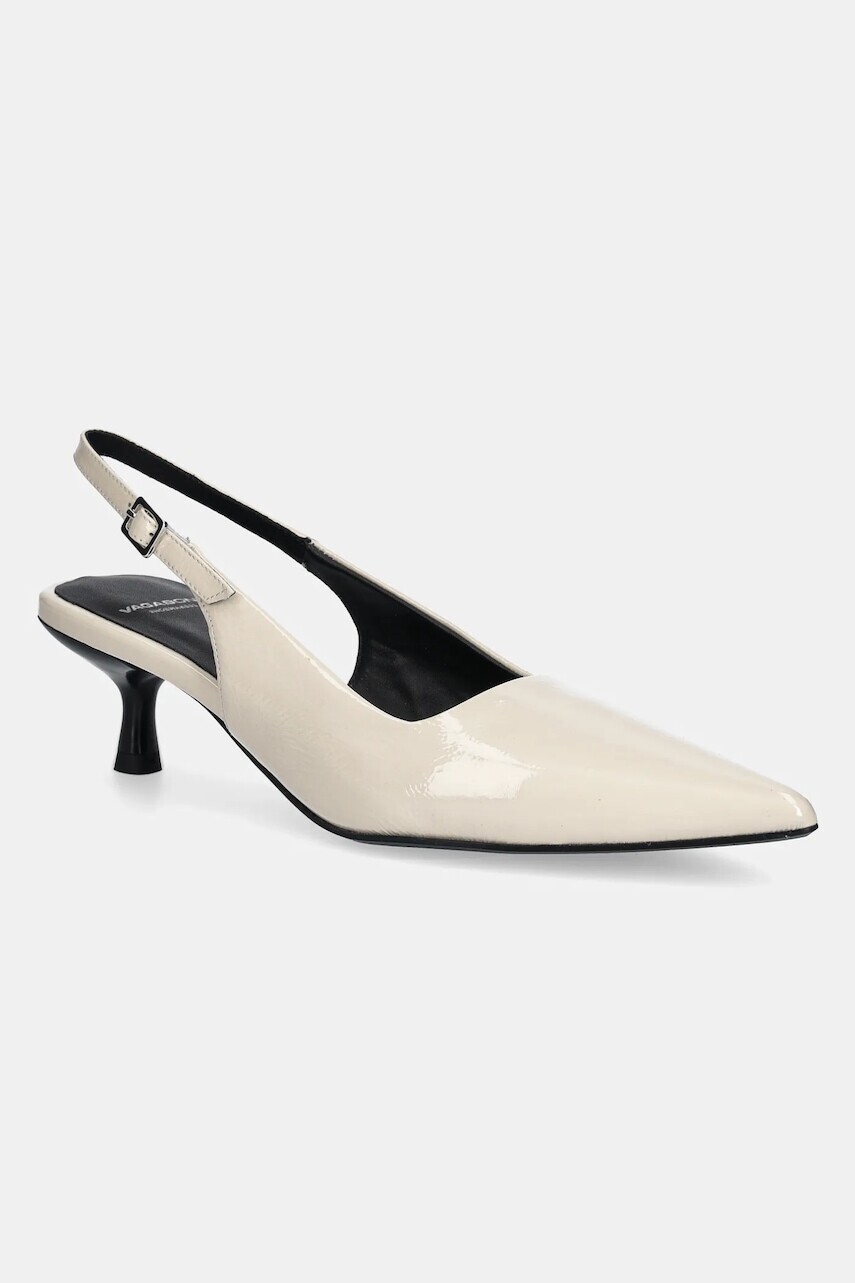 Kožené lodičky Vagabond Shoemakers LYKKE béžová farba, na nízkom podpätku, s otvorenou pätou, 5714-360-37
