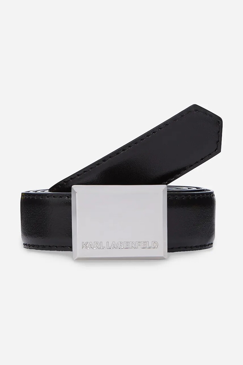 Kožený opasok Karl Lagerfeld dámsky, čierna farba, A2W33051