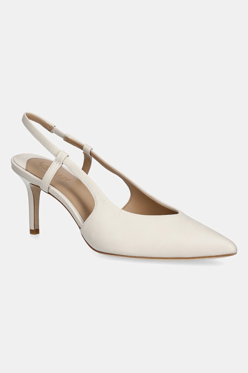 Kožené lodičky Lauren Ralph Lauren Khloe Slgbck biela farba, 802966874001
