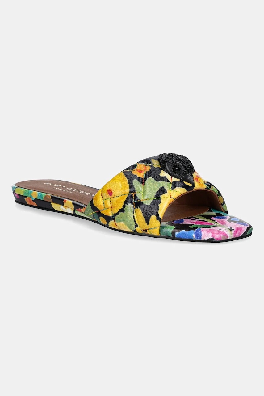Kožené šľapky Kurt Geiger London Kensington Flat Sandal dámske, čierna farba, 4368909109