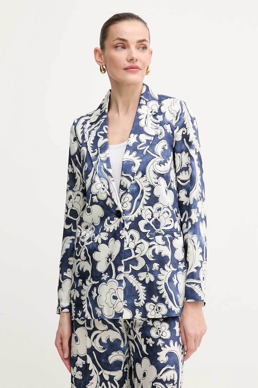 Sako Marella Emme by Marella tmavomodrá farba, jednoradové, vzorované, 2515041181200