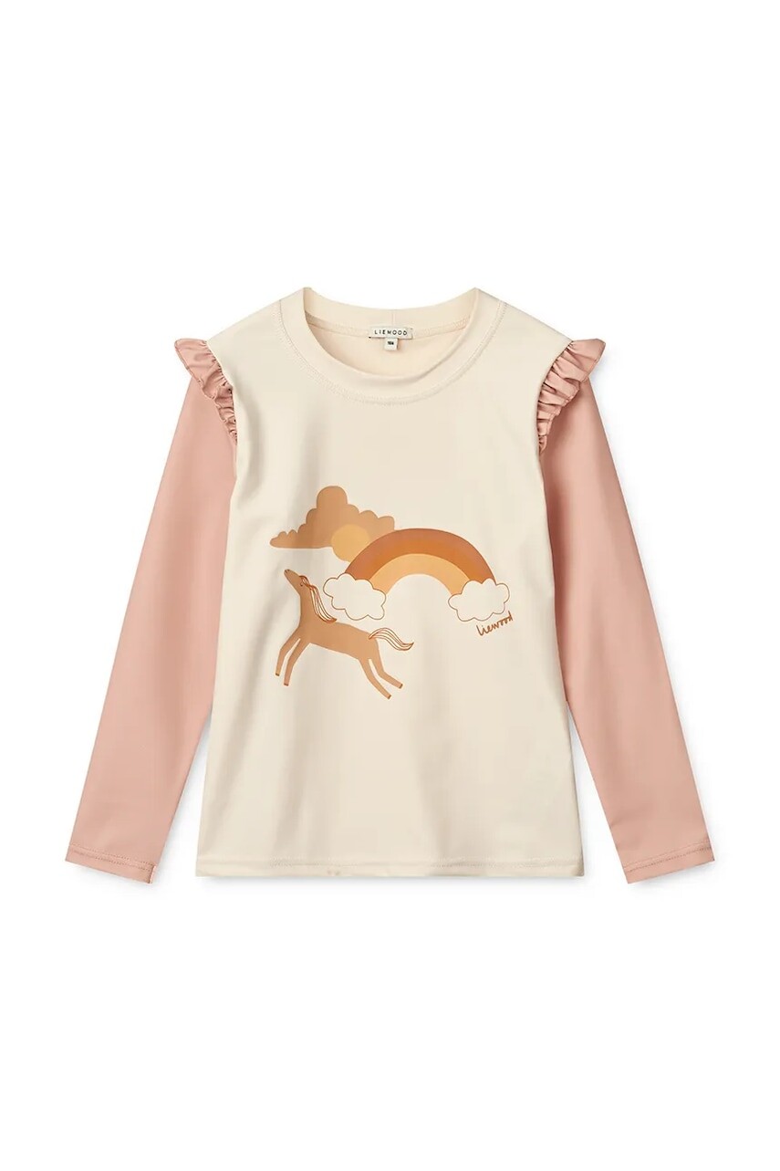 Detské tričko s dlhým rukávom na kúpanie Liewood Tenley Placement Swim Tee oranžová farba, LW19007