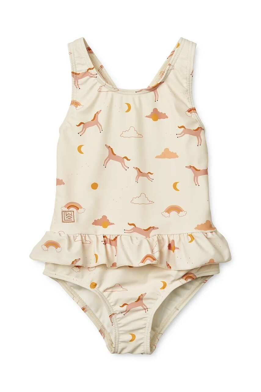 Jednodielne detské plavky Liewood Amara Printed Swimsuit béžová farba, LW19983