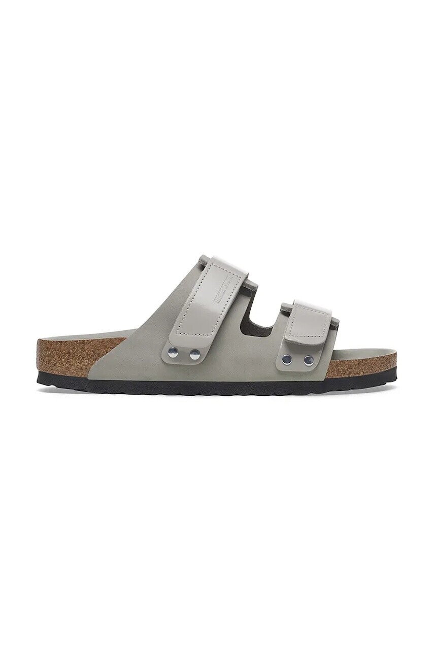 Nubukové šľapky Birkenstock Uji dámske, šedá farba, 1029302