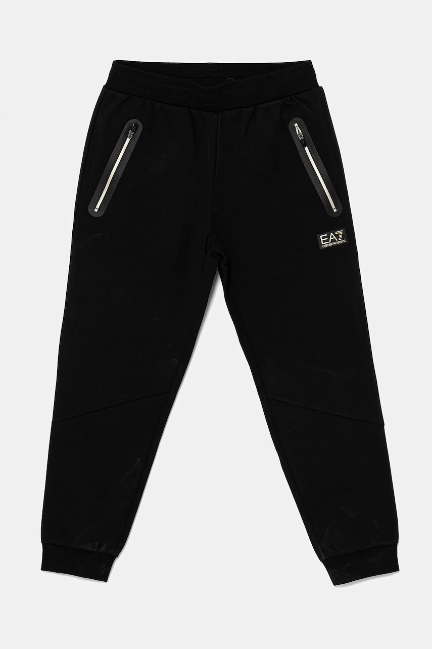 Detské tepláky EA7 Emporio Armani čierna farba, s potlačou, 7B000095 AF13148