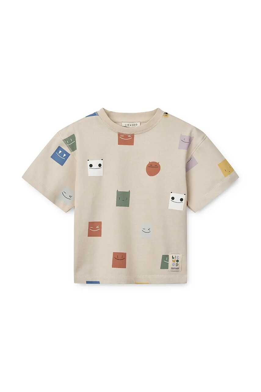 Detské bavlnené tričko Liewood Tyler Printed Shortsleeve T-shirt béžová farba, jednofarebný, LW19931