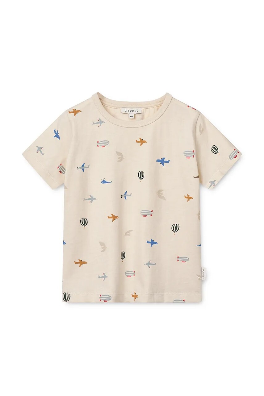 Detské bavlnené tričko Liewood Apia Printed Shortsleeve T-shirt béžová farba, vzorované, LW19845