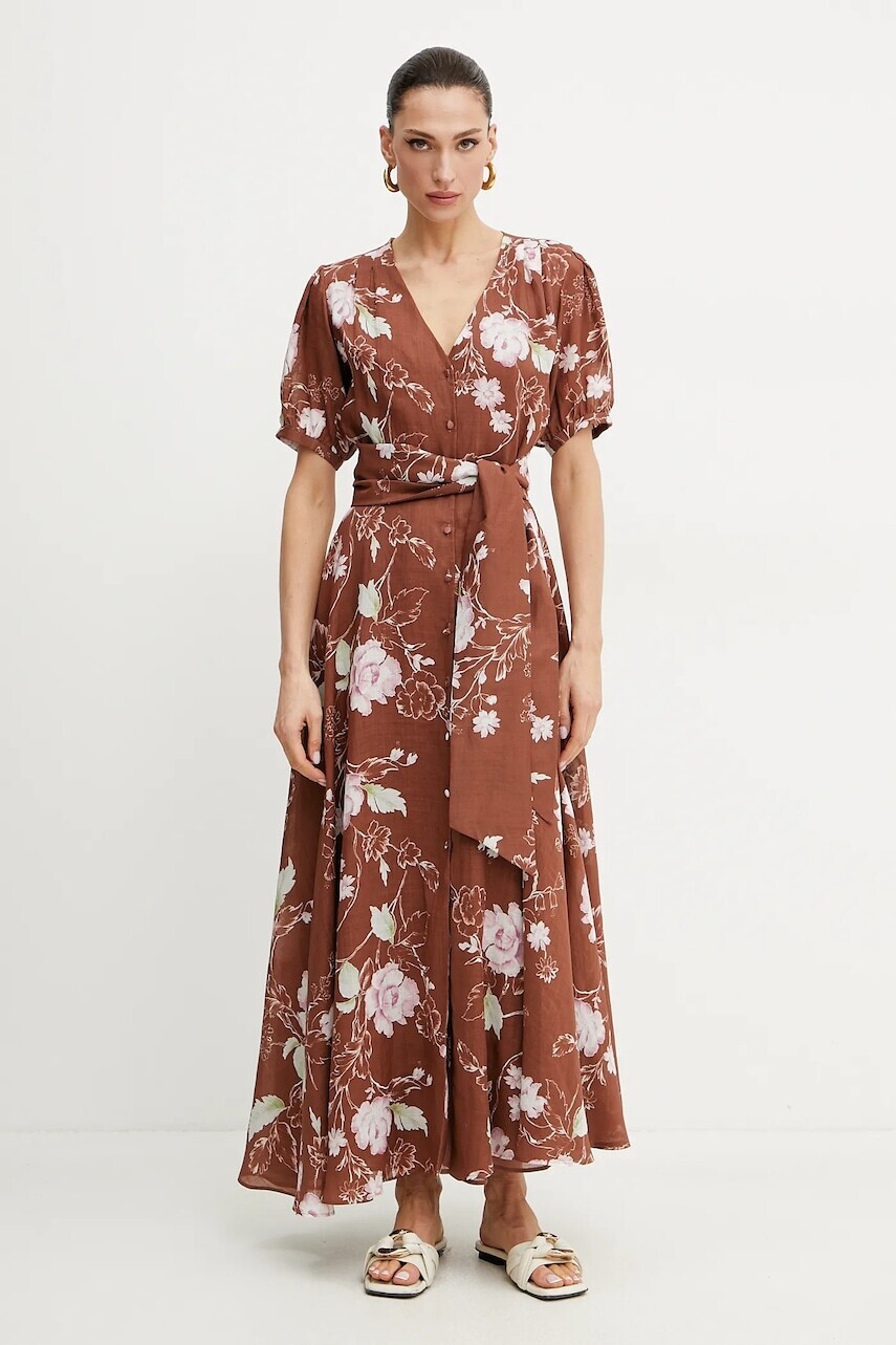 Šaty Marella REGARD hnedá farba, maxi, áčkový strih, 2513221312200
