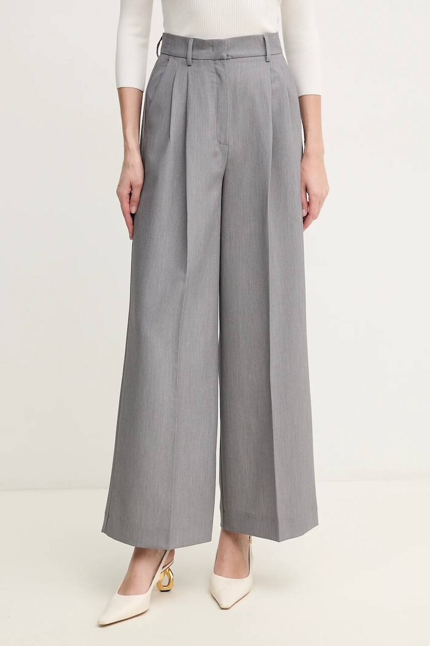 Nohavice Marella Emme by Marella dámske, šedá farba, rovné, vysoký pás, 2515131261200