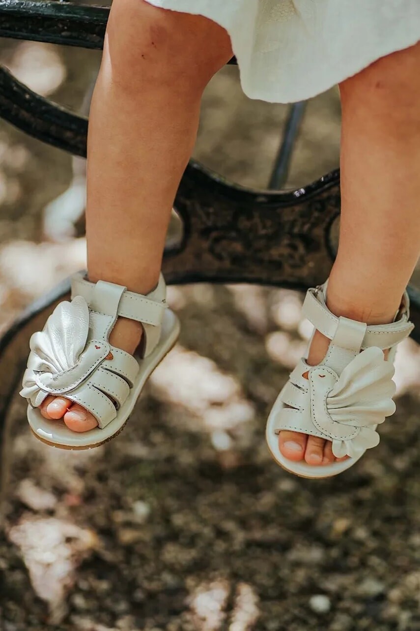 Detské kožené sandále Donsje Filoe Sandals Dove biela farba, 1040901