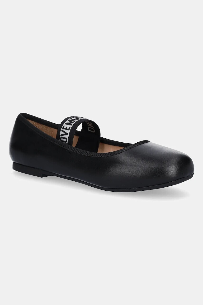 Kožené balerínky Love Moschino čierna farba, JA11071G0MIE0000