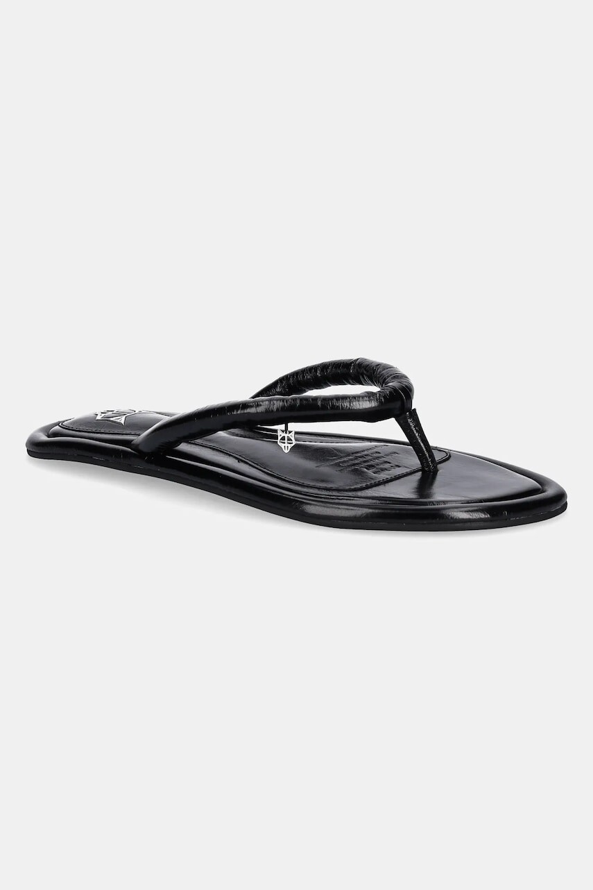 Kožené žabky Naked Wolfe Grenada dámske, čierna farba, na plochom podpätku, Grenada Black Leather