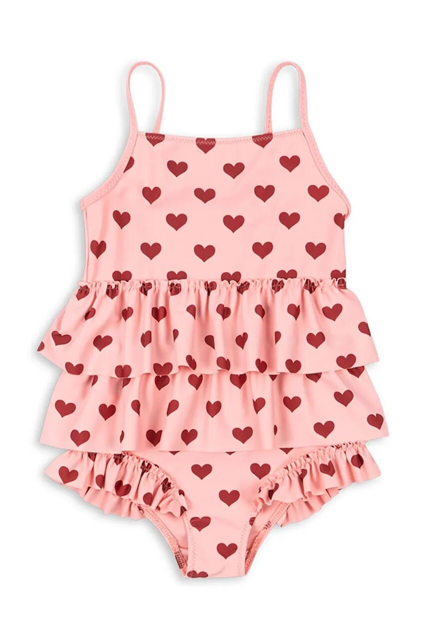 Jednodielne detské plavky Konges Sløjd MANUCA FRILL SWIMSUIT GRS ružová farba, KS103264