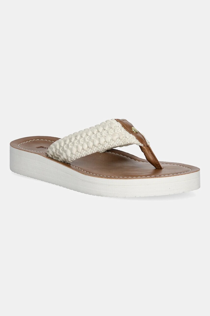 Šľapky Barbour Kelburn béžová farba, na plochom podpätku, LBS0019WH12