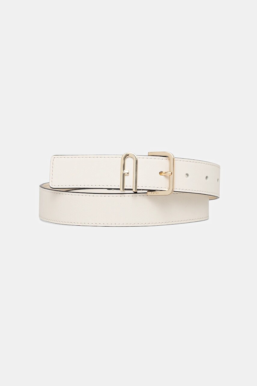 Kožený opasok Furla béžová farba, WC00078.AX0733.PNN001007