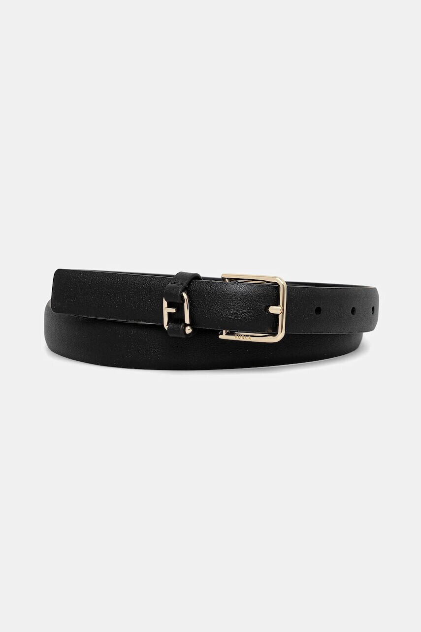 Kožený opasok Furla čierna farba, WC00099.BX2045.O60001007