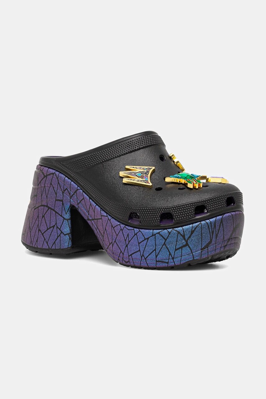 Šľapky Crocs Snow White Siren Clog čierna farba, na podpätku, 209827