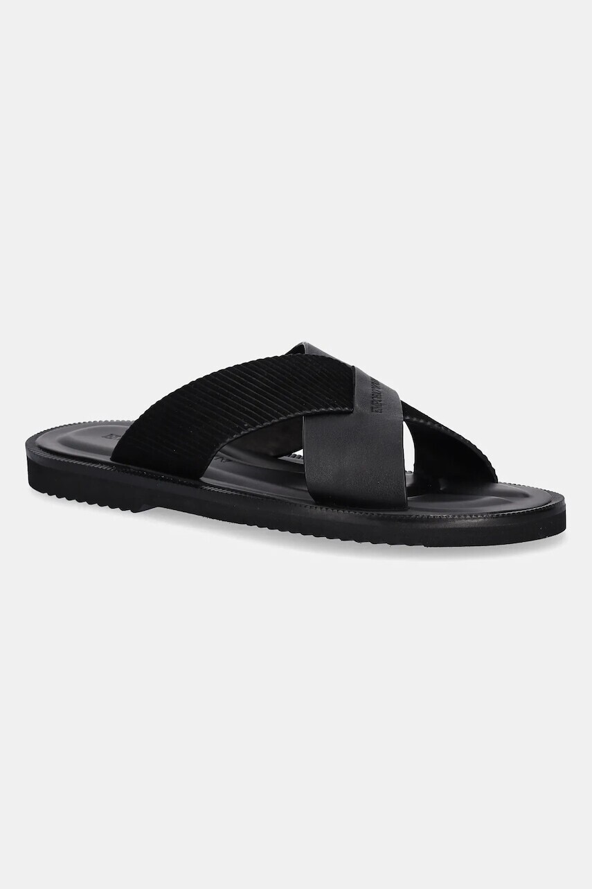 Kožené šľapky Emporio Armani čierna farba, X4P124 XR340 K001