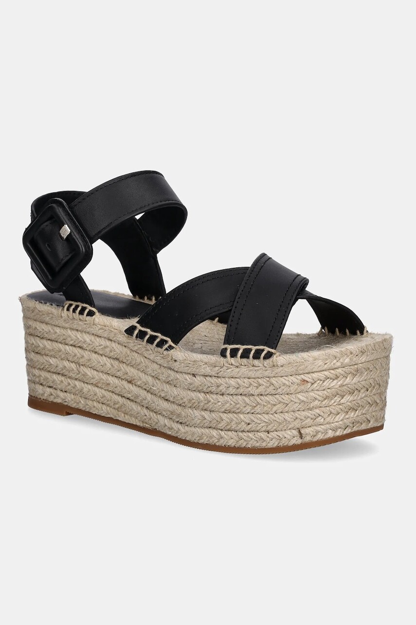 Kožené espadrilky BOSS Machica čierna farba, na platforme, 50542356