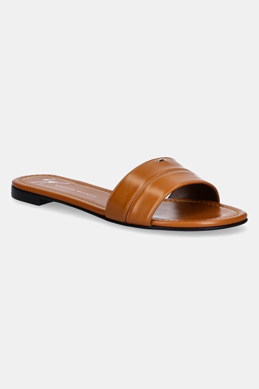 Kožené šľapky Giuseppe Zanotti Baddy hnedá farba, E500060.004