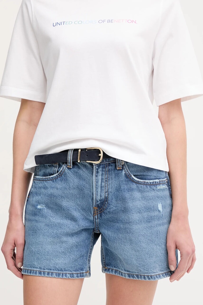 Bavlnené rifľové šortky Pepe Jeans REGULAR SHORT HW MABLE jednofarebné, stredne vysoký pás, PL801188IC6