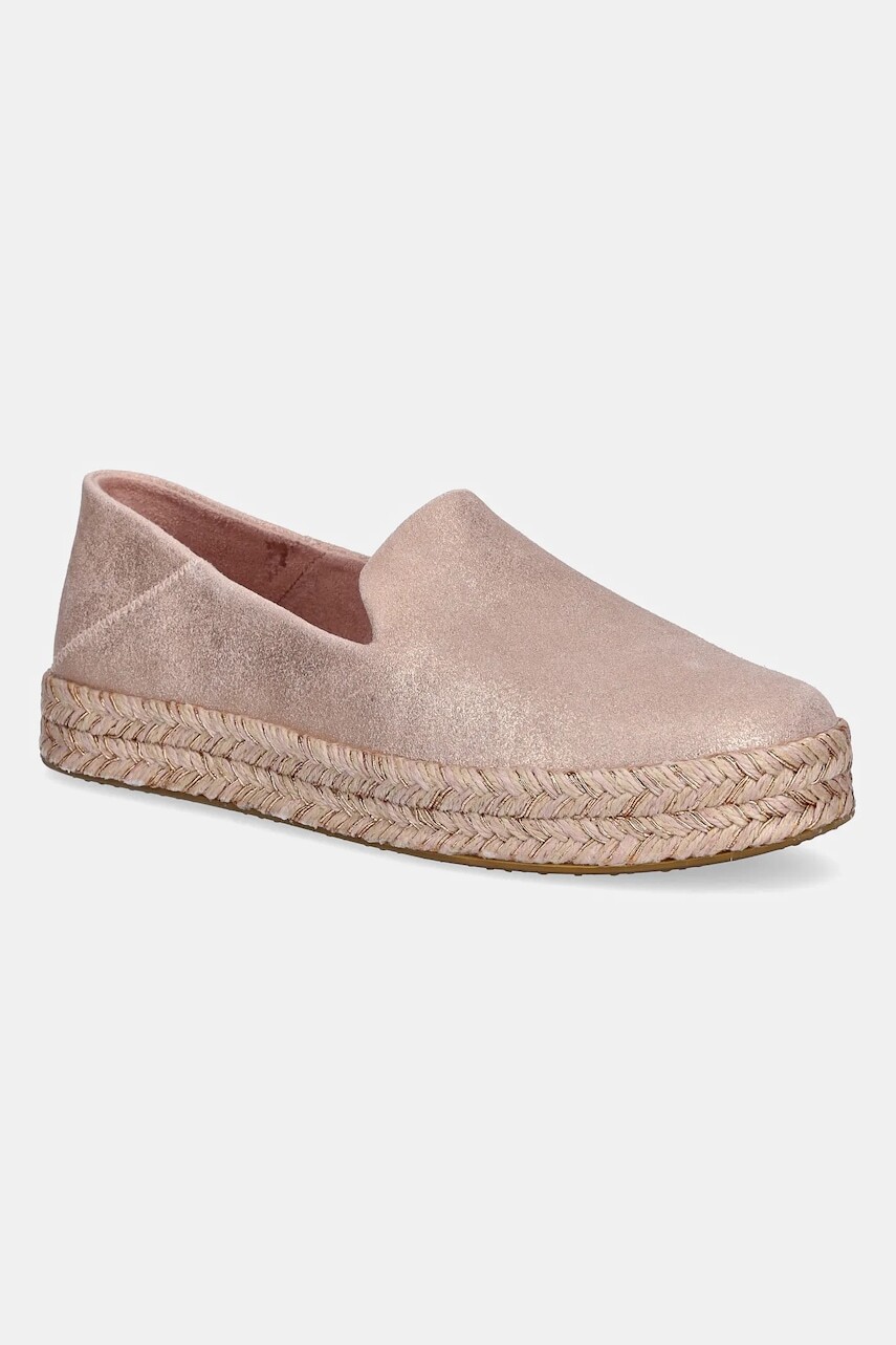Espadrilky Toms PALE ROSE METALLIC SUEDE ružová farba, 10021868