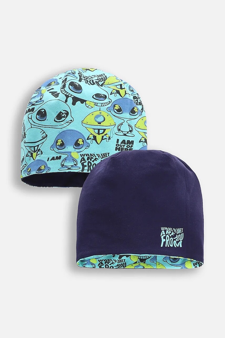 Čiapka Coccodrillo tyrkysová farba biela, z tenkej pleteniny, ACCESSORIES SPRING BOY